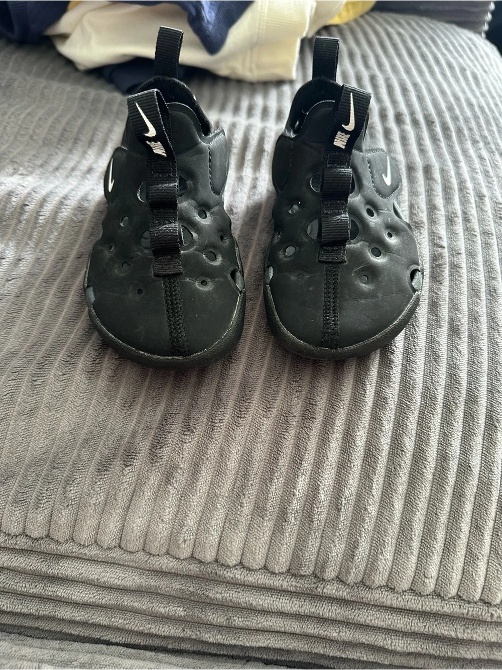 Nike Kids Black Slip-On Water Shoes with White Swoosh